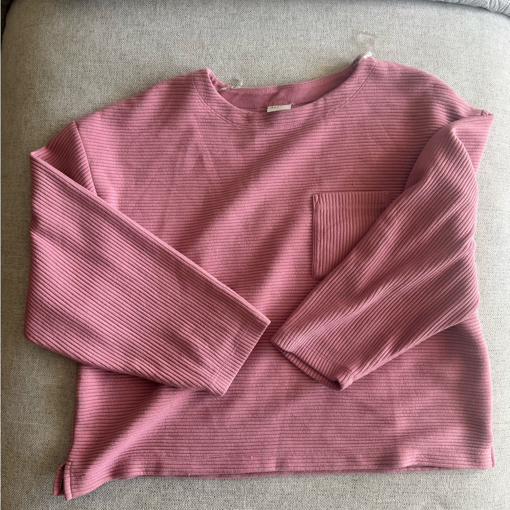 a new day Mauve Ribbed Long-Sleeve Pocket Top